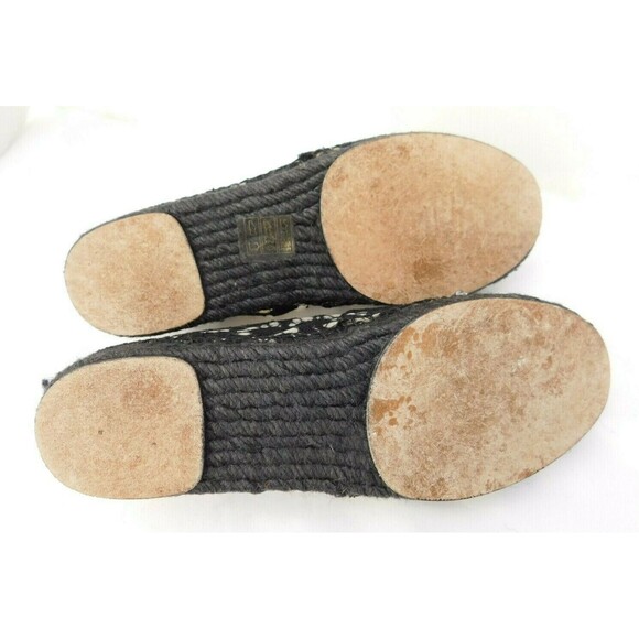 Espadrilles Dolce & Gabbana Black Embellished Crystal Lace Espadrille Flats SZ 6 - Picture 10 of 11